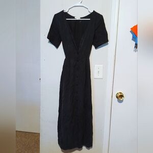 Vetta Black Button Up Midi Dress Size XS
